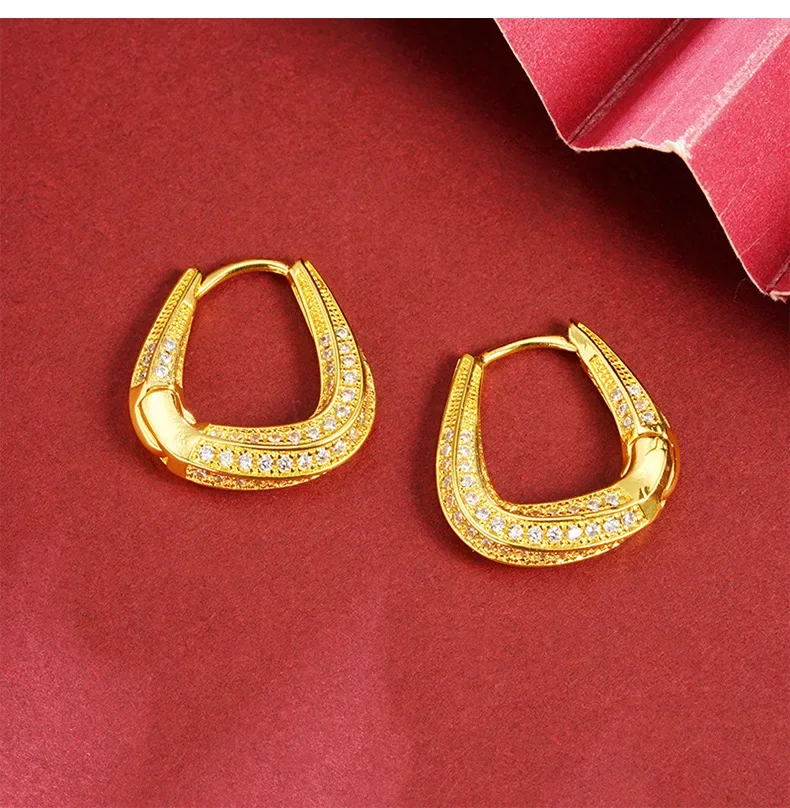 Luxury 24K 9999 Pure Gold real gold Women's Light Luxury Diamond Earrings Geometric Twisted Square Earrings
Luxury 24K 9999 Pure Gold real gold Women's Light Luxury Diamond Earrings Geometric Twisted Square Earrings