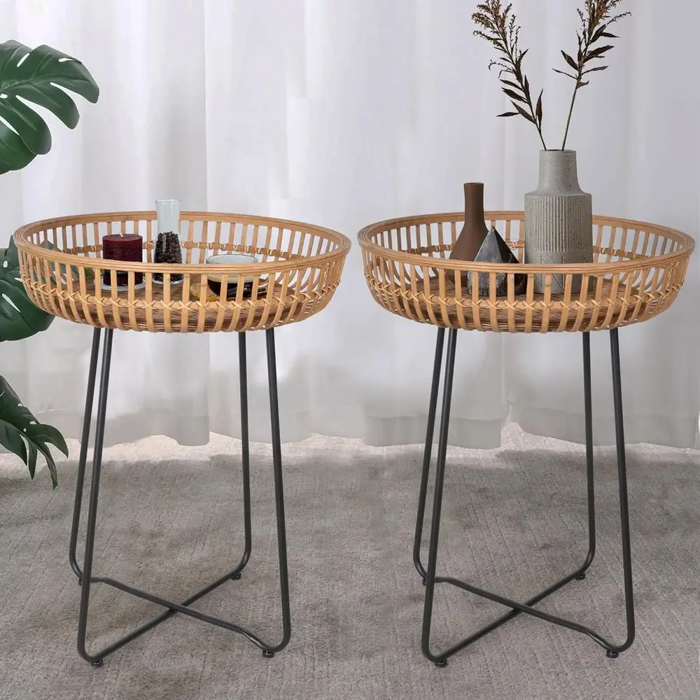 Round Bamboo Nesting Tables Set of 2 with Metal Base for Living Room, Sofa, Bedroom, or Terrace (18.11)
Round Bamboo Nesting Tables Set of 2 with Metal Base for Living Room, Sofa, Bedroom, or Terrace (18.11)