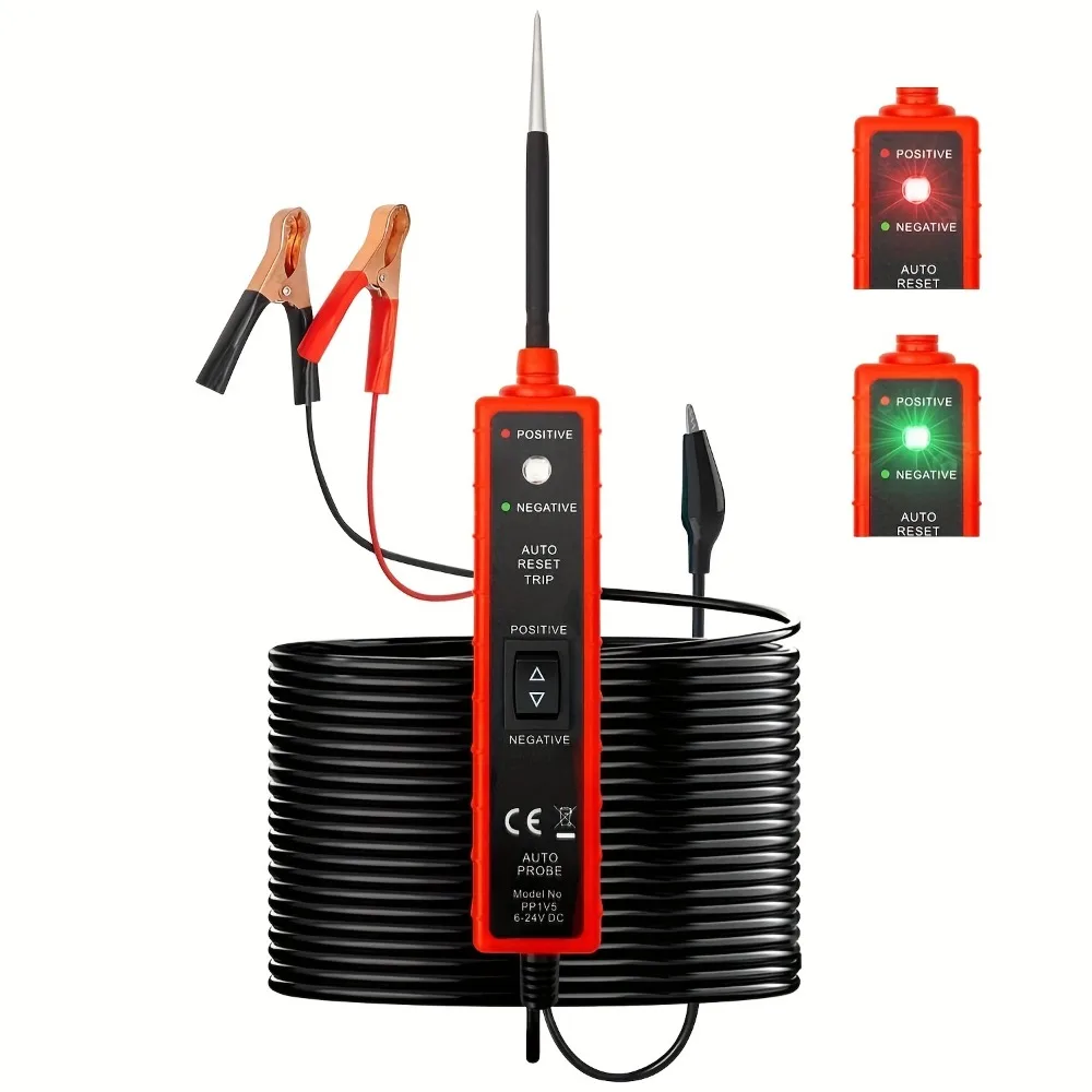 Automotive Power Circuit Probe Tester 6-24V DC Short Circuit Component Electrical Polarity Identify Tester Overload Protection
Automotive Power Circuit Probe Tester 6-24V DC Short Circuit Component Electrical Polarity Identify Tester Overload Protection