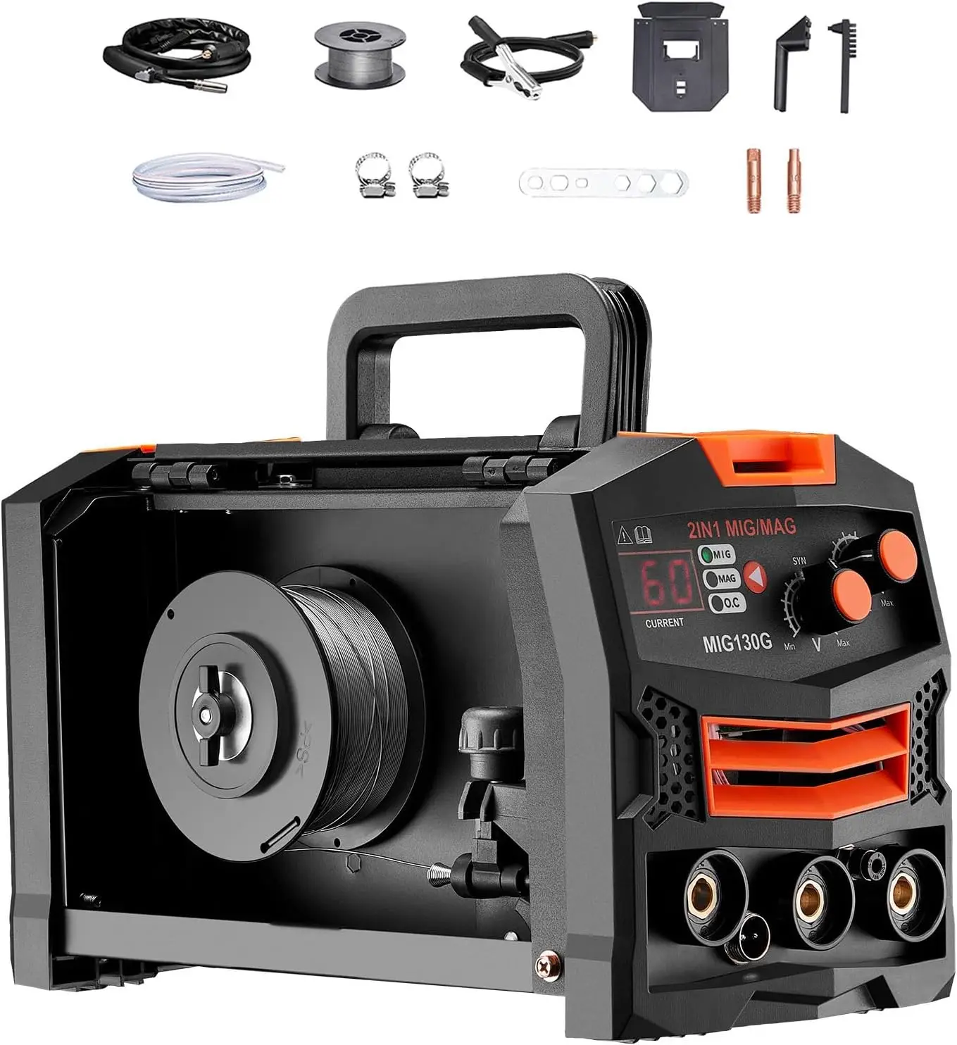 130a Synergic Welder 2 In 1 Multi Process Welding Machine Gas Mig Gasless Flux Core Inverter IGBT 110v Portable Digital Display
130a Synergic Welder 2 In 1 Multi Process Welding Machine Gas Mig Gasless Flux Core Inverter IGBT 110v Portable Digital Display