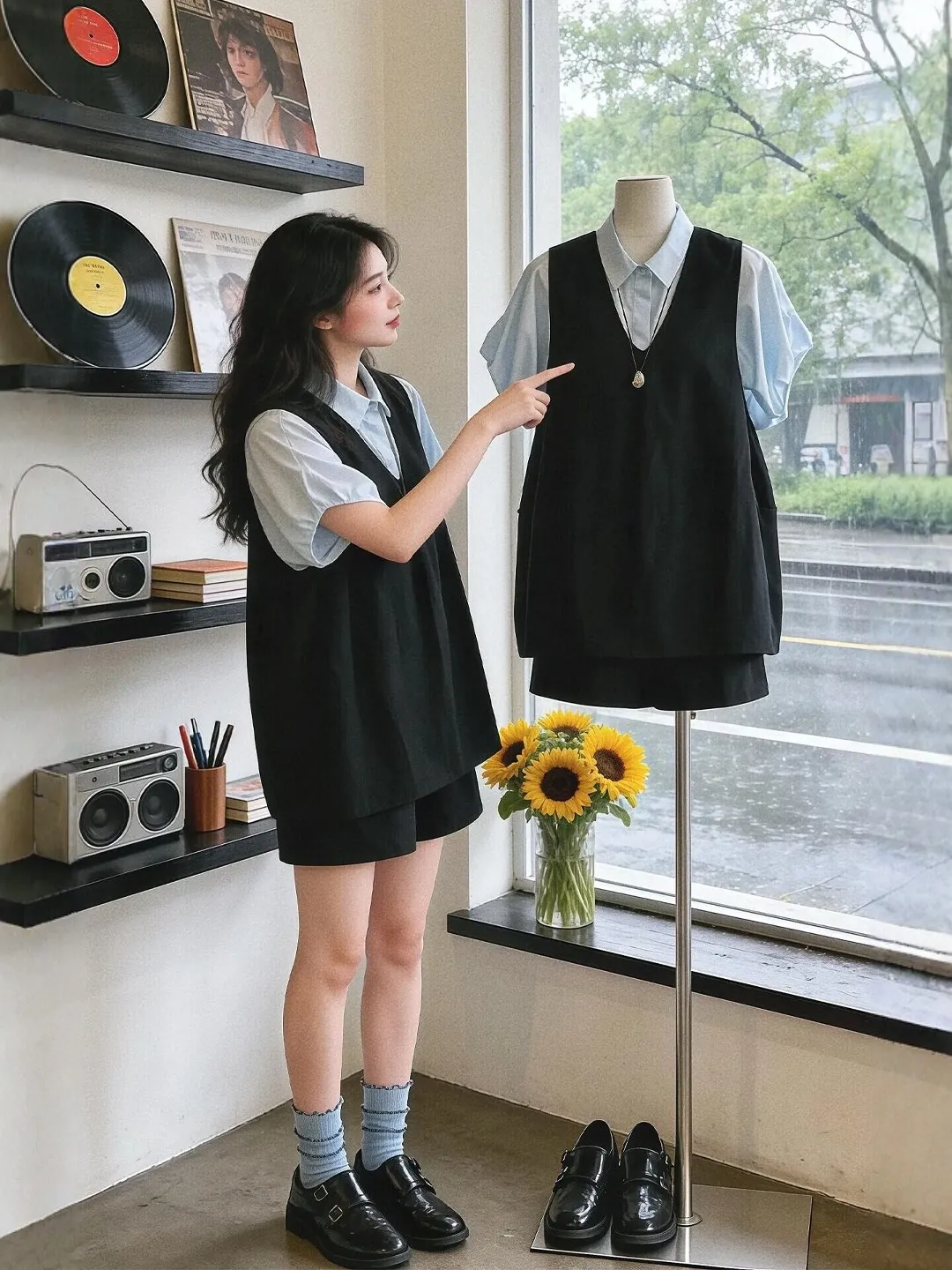 Summer Korean Style Women's Three-Piece Set Short Sleeve Shirt Vest Shorts Loose Fit High Waist V-Neck Polyester Casual Wear
Summer Korean Style Women's Three-Piece Set Short Sleeve Shirt Vest Shorts Loose Fit High Waist V-Neck Polyester Casual Wear