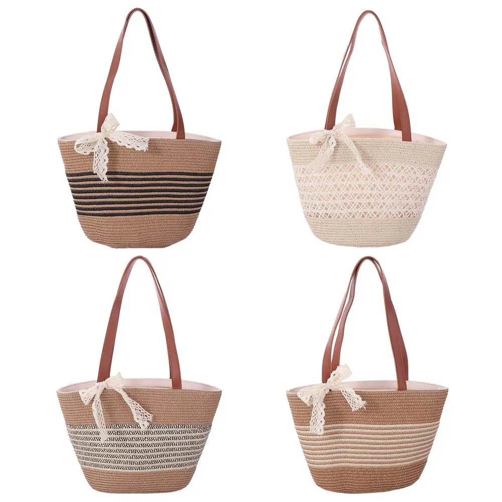 Shoulder Bag Sweet Woven Tote Bag Lace Ribbon Large Capacity Stripe Straw Handbag Lightweight Breathable Summer Beach Bag Daily
Shoulder Bag Sweet Woven Tote Bag Lace Ribbon Large Capacity Stripe Straw Handbag Lightweight Breathable Summer Beach Bag Daily