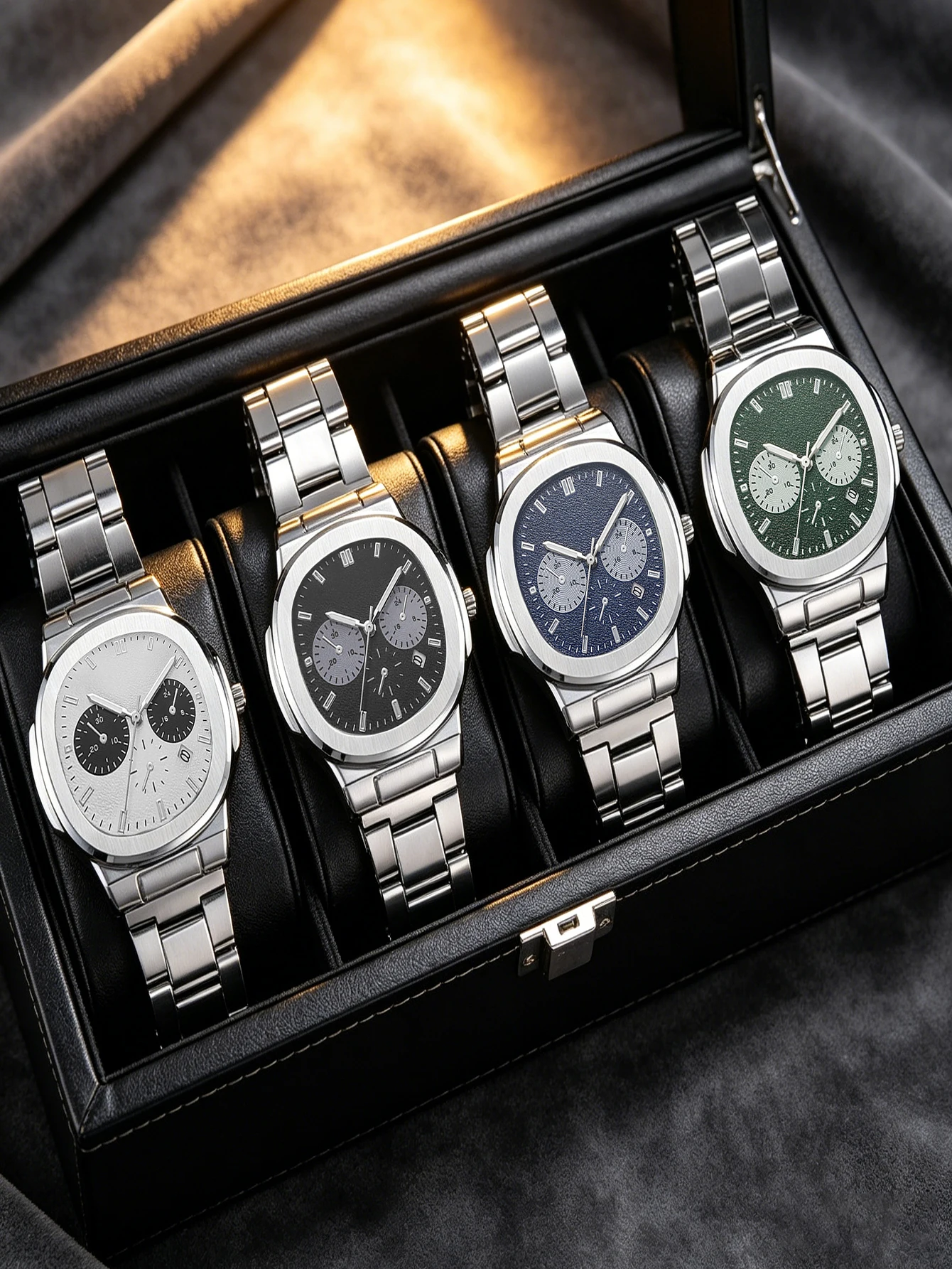 4 Styles Men's Chronograph Watch Square Multi Dial Stainless Steel Band Quartz Wristwatch for Men Business Casual Sport Watch
4 Styles Men's Chronograph Watch Square Multi Dial Stainless Steel Band Quartz Wristwatch for Men Business Casual Sport Watch