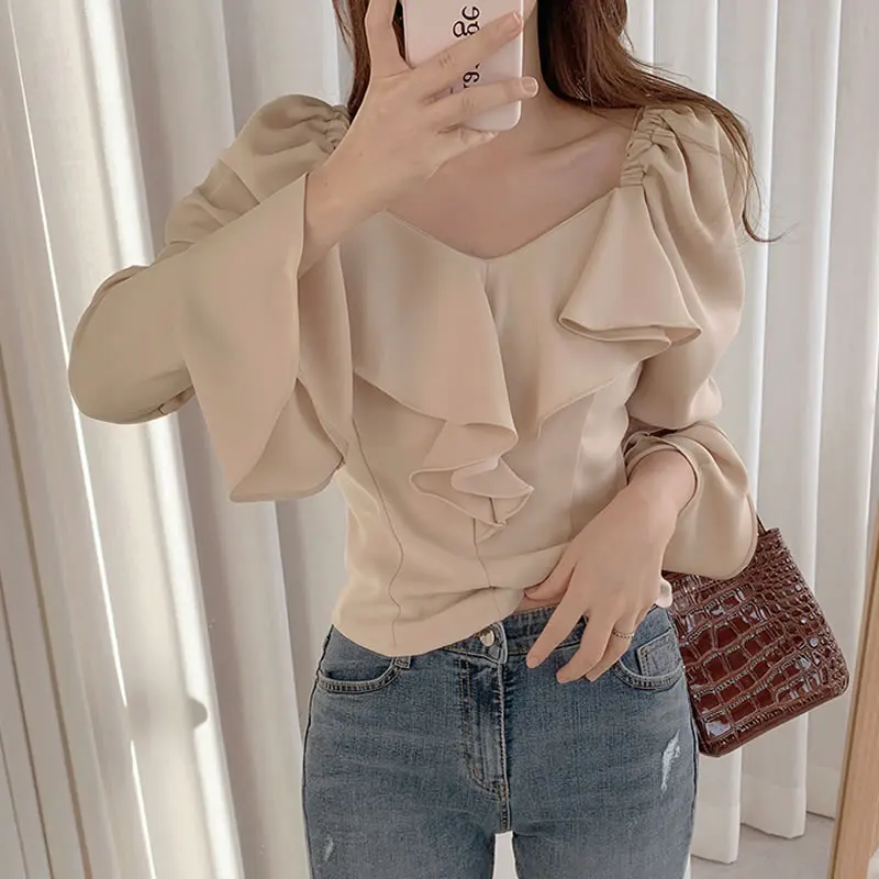 Spring 2026 Women's Design Sensation irt Square Collar Bell Sve Chiffon Trendy Faion Floral Long Sve Pure Color
Spring 2026 Women's Design Sensation irt Square Collar Bell Sve Chiffon Trendy Faion Floral Long Sve Pure Color