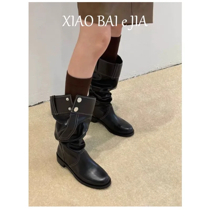 Spring and Summer New Style Thick-Topped Stack Riding Boots - Retro Women's Mid-Calf Boots
Spring and Summer New Style Thick-Topped Stack Riding Boots - Retro Women's Mid-Calf Boots