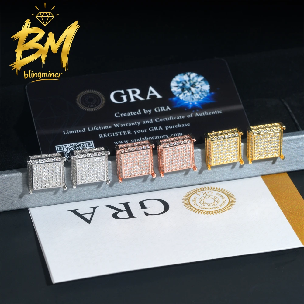 Blingminer 14mm Square VVS Moissanite Earrings For Men Women S925 Silver Ear Studs Jewelry Pass Diamonds Tester GRA Free Shippin
Blingminer 14mm Square VVS Moissanite Earrings For Men Women S925 Silver Ear Studs Jewelry Pass Diamonds Tester GRA Free Shippin