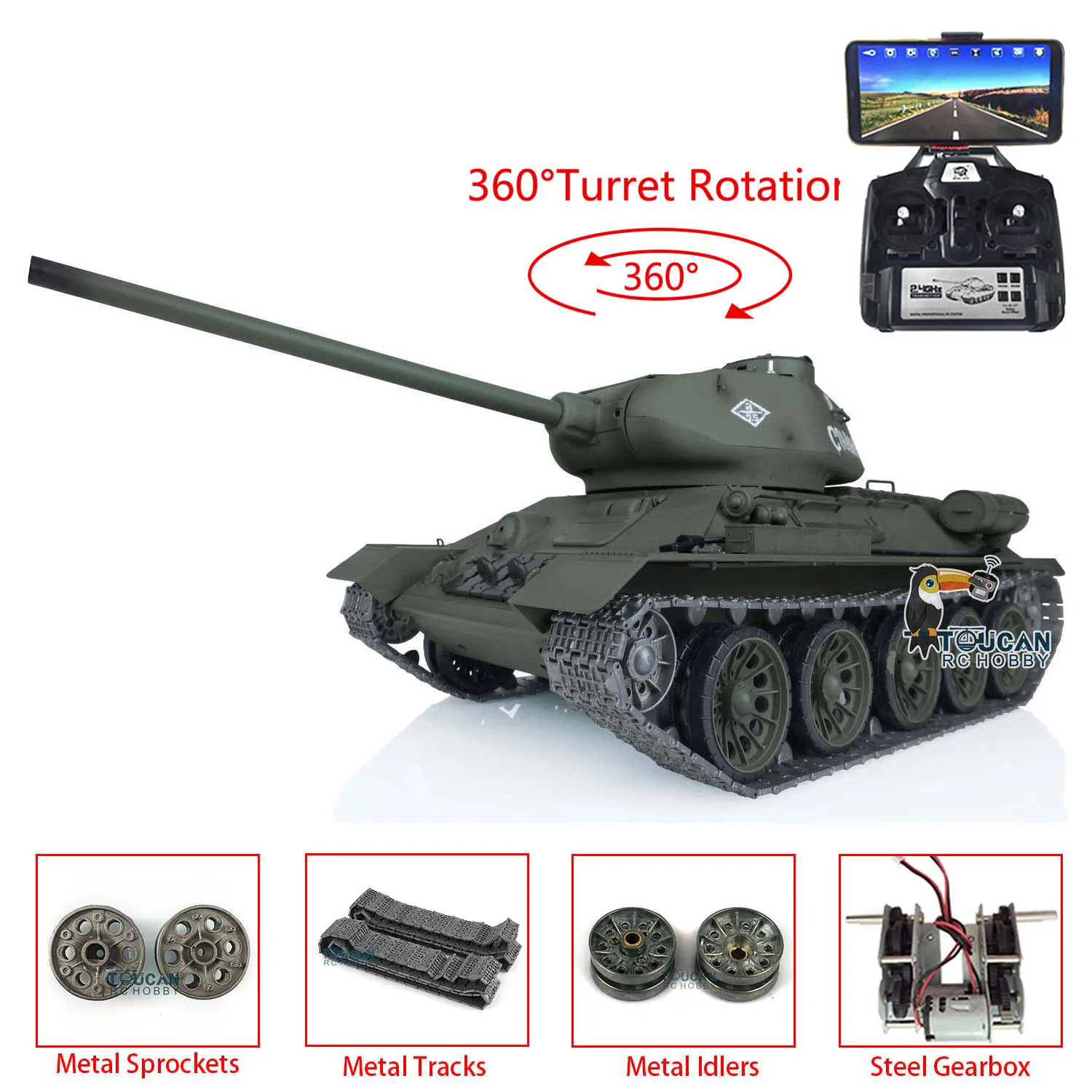 Heng Long 1/16 Upgraded Ver 7.0 Metal Soviet T34-85 I FPV RC Tank 3909 360°Turret Metal Tracks Battle Against Panzer Boys Toys
Heng Long 1/16 Upgraded Ver 7.0 Metal Soviet T34-85 I FPV RC Tank 3909 360°Turret Metal Tracks Battle Against Panzer Boys Toys