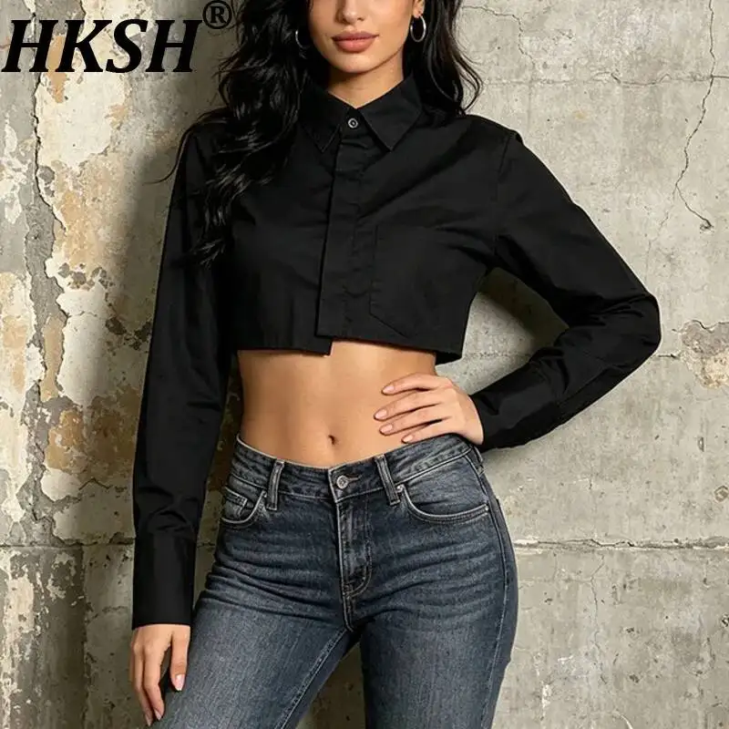 HKSH Women Shirts Fashionable Simple Versatile Long Sleeve Pocket Expose Waist Solid Color High-end Elegant Short Blouse HK25149
HKSH Women Shirts Fashionable Simple Versatile Long Sleeve Pocket Expose Waist Solid Color High-end Elegant Short Blouse HK25149