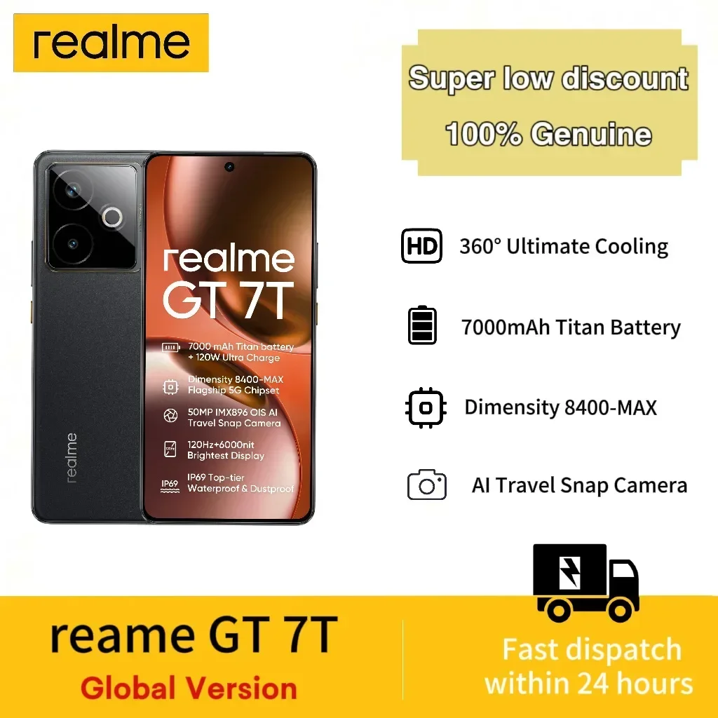 realme GT 7T 5G Smartphone 12 + 512GB, 50MP IMX896 OIS Camera, Chip Size 8400-MAX, 7000mAh Battery, 6.78'' 120Hz,Without Charger
realme GT 7T 5G Smartphone 12 + 512GB, 50MP IMX896 OIS Camera, Chip Size 8400-MAX, 7000mAh Battery, 6.78'' 120Hz,Without Charger