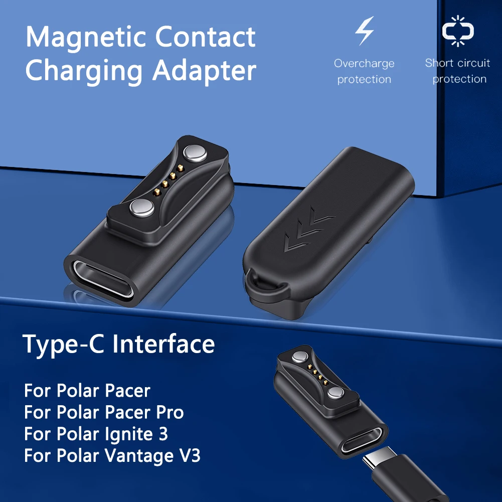 Магнитный зарядный кабель USB C, преобразователь питания, зарядный адаптер для часов Polar Pacer /Pacer Pro for Ignite 3/Vantage V3
Магнитный зарядный кабель USB C, преобразователь питания, зарядный адаптер для часов Polar Pacer /Pacer Pro for Ignite 3/Vantage V3