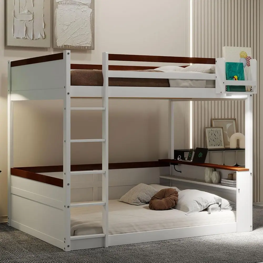 Queen Size Solid Wood Bunk Bed with Storage, USB Ports, LED Lights for Adults, Kids, Teens in White
Queen Size Solid Wood Bunk Bed with Storage, USB Ports, LED Lights for Adults, Kids, Teens in White