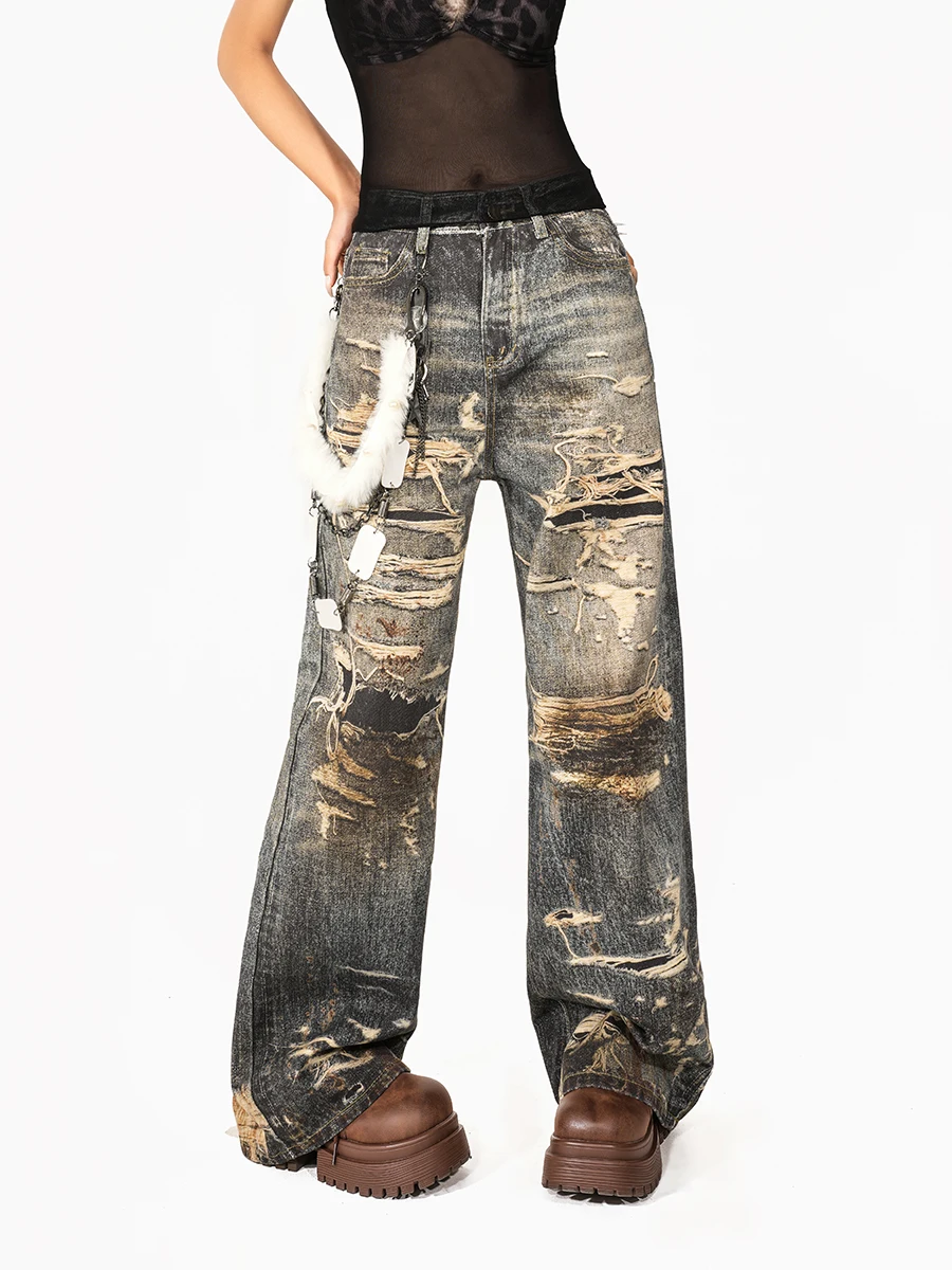 Винтажные рваные джинсы с 3D-цифровой печатью для женщин, в стиле Wasteland, с эффектом окрашивания, винтажные, широкие, прямого кроя
Винтажные рваные джинсы с 3D-цифровой печатью для женщин, в стиле Wasteland, с эффектом окрашивания, винтажные, широкие, прямого кроя