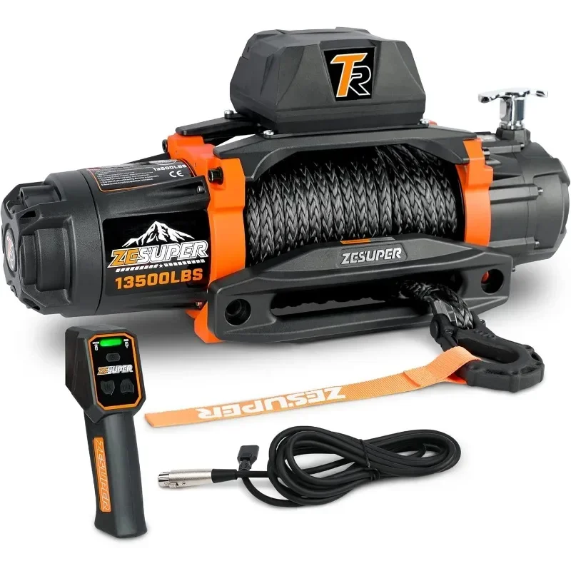 12V 13500 lb Load Capacity Electric Winch Synthetic Rope Hook Winch Kit Waterproof IP66 Electric Winch wi
12V 13500 lb Load Capacity Electric Winch Synthetic Rope Hook Winch Kit Waterproof IP66 Electric Winch wi