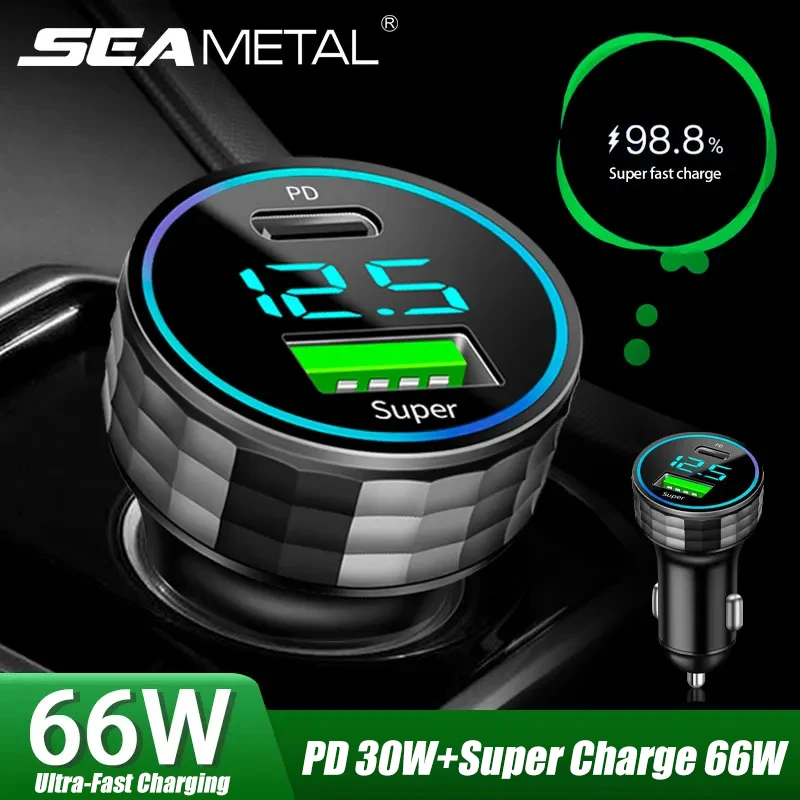 SEAMETAL 66W/PD30W Car Charger Quick Charging 3-Port USB Charger Cigarette Lighter Adapter Phone Charger for iPhone/iPad/Android
SEAMETAL 66W/PD30W Car Charger Quick Charging 3-Port USB Charger Cigarette Lighter Adapter Phone Charger for iPhone/iPad/Android