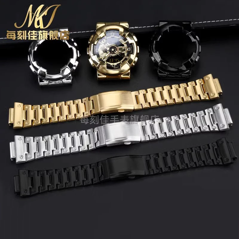 Stainless steel watch strap set For CASIO G-SHOCK GA100 GA110 GA120 GD100 120 silver black gold metal men's case watchband kit
Stainless steel watch strap set For CASIO G-SHOCK GA100 GA110 GA120 GD100 120 silver black gold metal men's case watchband kit