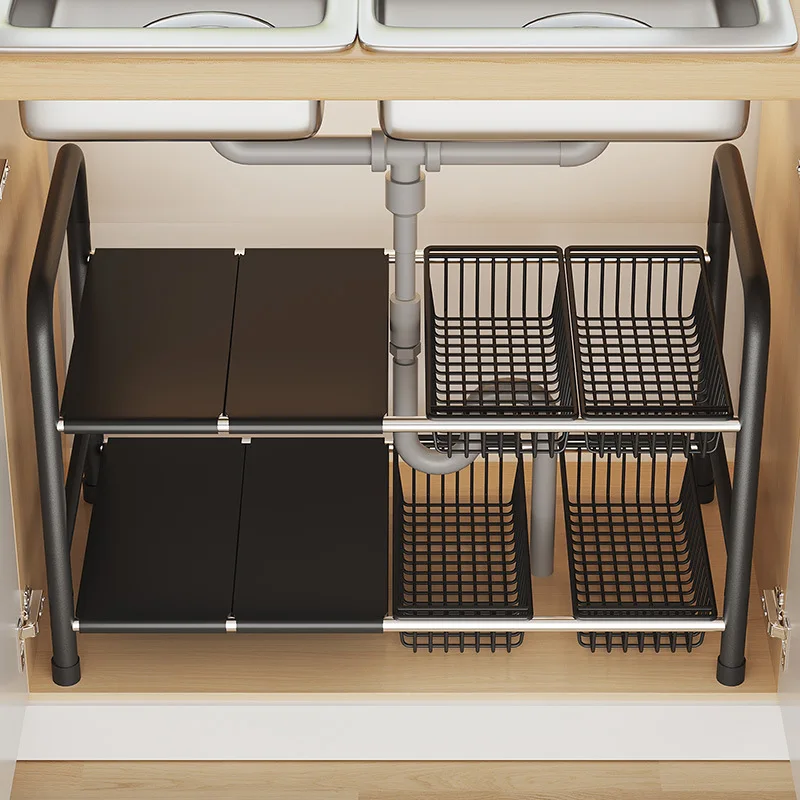 Kitchen Retractable Drain Trough Storage Rack Multifunctional Cabinet Layered Pot Storage Racks Organizing Shelf 
Kitchen Retractable Drain Trough Storage Rack Multifunctional Cabinet Layered Pot Storage Racks Organizing Shelf