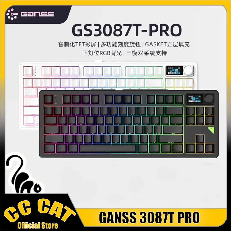GANSS 3087T PRO Mechanical Keyboard Three Mode Wireless Keyboard RGB With Screen Gasket Structure TFT Gaming Keyboard Custom
GANSS 3087T PRO Mechanical Keyboard Three Mode Wireless Keyboard RGB With Screen Gasket Structure TFT Gaming Keyboard Custom