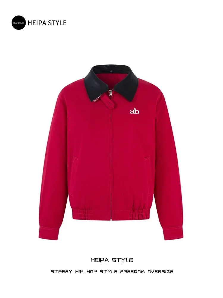 Retro Dual-Layer Collar Thickened Cotton Jacket Men's American Style Embroidery Interlined Winter Outerwear Red Color Block
Retro Dual-Layer Collar Thickened Cotton Jacket Men's American Style Embroidery Interlined Winter Outerwear Red Color Block