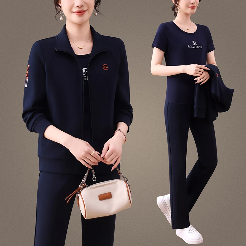 Стильный осенний комплект больших размеров: повседневный спортивный костюм для женщин среднего возраста, комплект из двух предметов с длинными рукавами, на молнии, из полиэстера.
Стильный осенний комплект больших размеров: повседневный спортивный костюм для женщин среднего возраста, комплект из двух предметов с длинными рукавами, на молнии, из полиэстера.