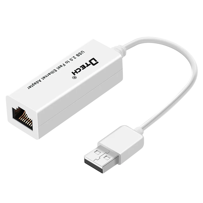 2PCS DTECH USB 2.0 Interface Ethernet To Rj45 Adapter USB Port HUB Data Transfer