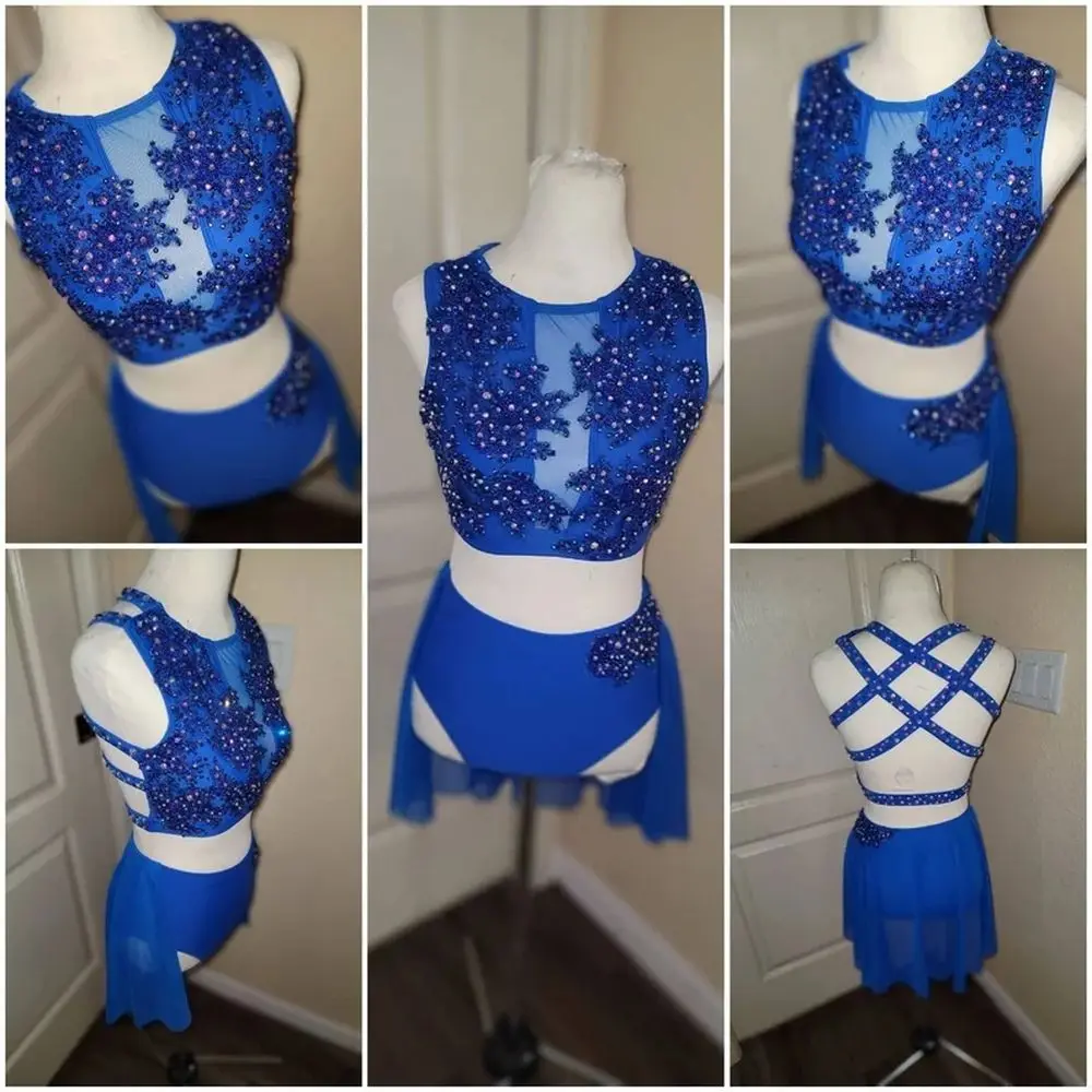 LIUHUO Women's Pole Dance Skirt Blue Two-Piece Mesh Skirt with Diamonds Contest Show
LIUHUO Women's Pole Dance Skirt Blue Two-Piece Mesh Skirt with Diamonds Contest Show