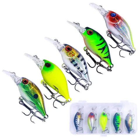 HENGJIA 5pcs/lot Fishing Lures Kit Plastic Crank Bait 4.2g/5cm Wobblers Crankbait Tackle Bass Bait Spinners for Fishing