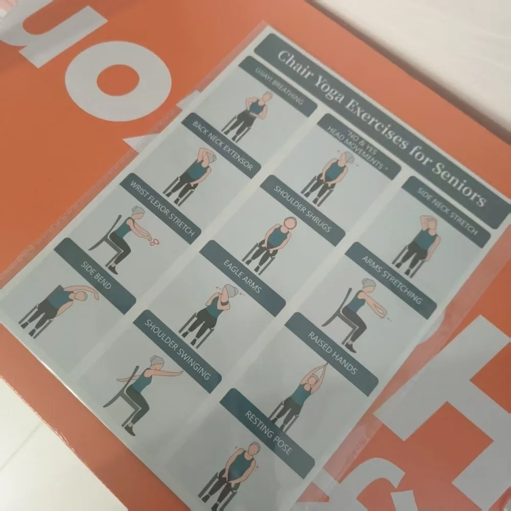 New 4 Sheets Chair Yoga Posters 8x10 Inch Physical Seated Workout Charts Red Blue Large Size Exercise Posters for Seniors
New 4 Sheets Chair Yoga Posters 8x10 Inch Physical Seated Workout Charts Red Blue Large Size Exercise Posters for Seniors