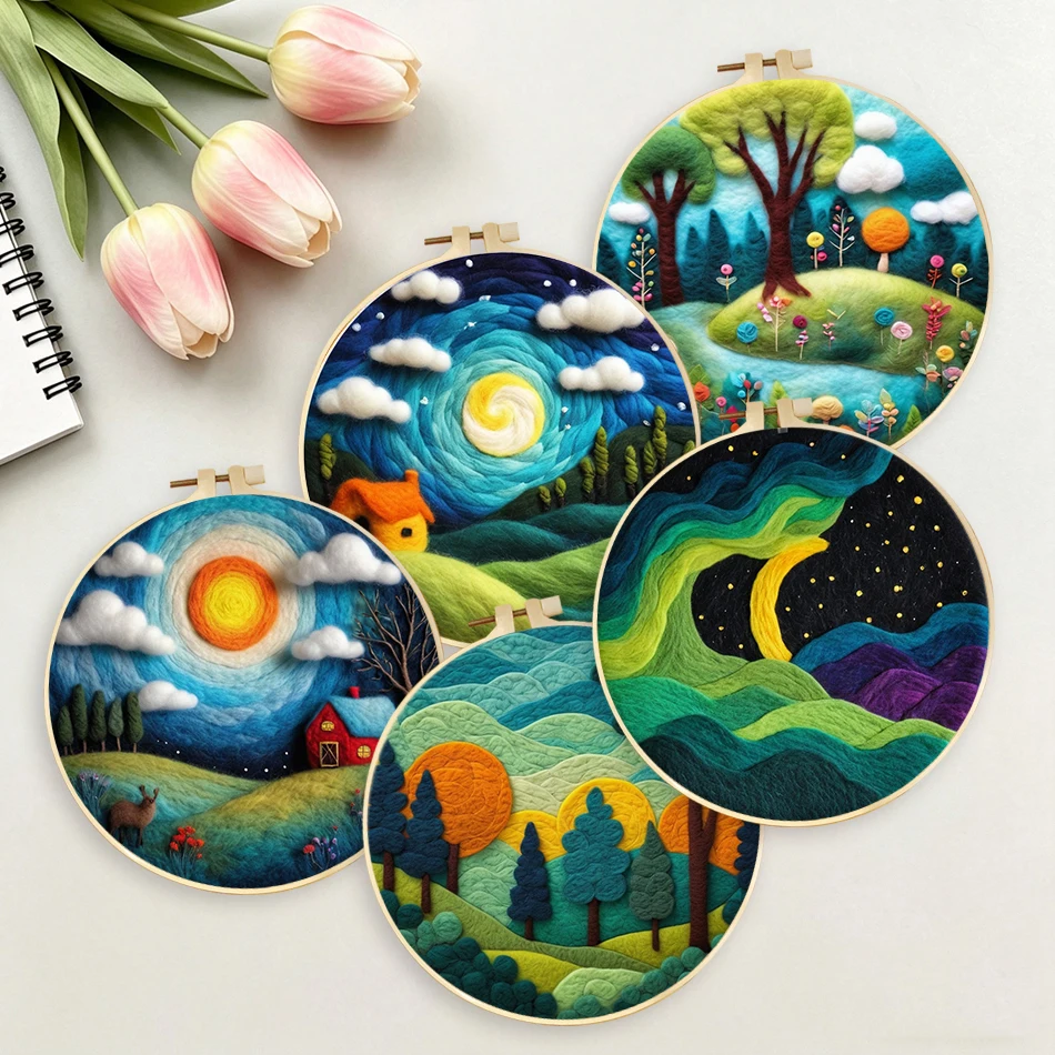 GATYZTORY Wool Felt Kit With Frame Felting Needles Scenery Wool Craft Set for Beginners DIY Handwork Wool Felting Painting
GATYZTORY Wool Felt Kit With Frame Felting Needles Scenery Wool Craft Set for Beginners DIY Handwork Wool Felting Painting