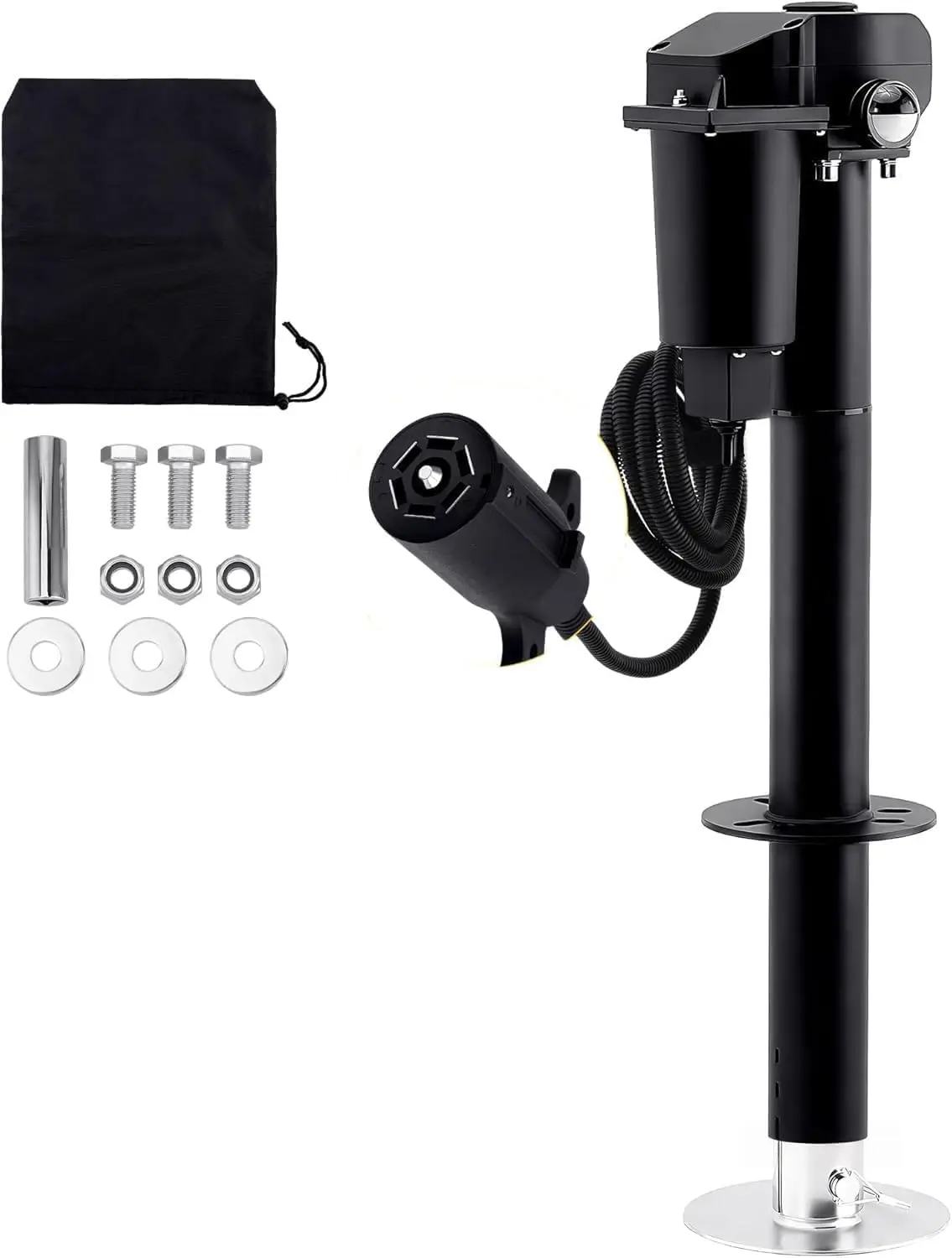 12V Electric A-Frame Trailer Tongue Jack, 3500lb, 18' Travel, 4.5' Drop Foot, 7-Way Plug, Protective Cover
12V Electric A-Frame Trailer Tongue Jack, 3500lb, 18' Travel, 4.5' Drop Foot, 7-Way Plug, Protective Cover