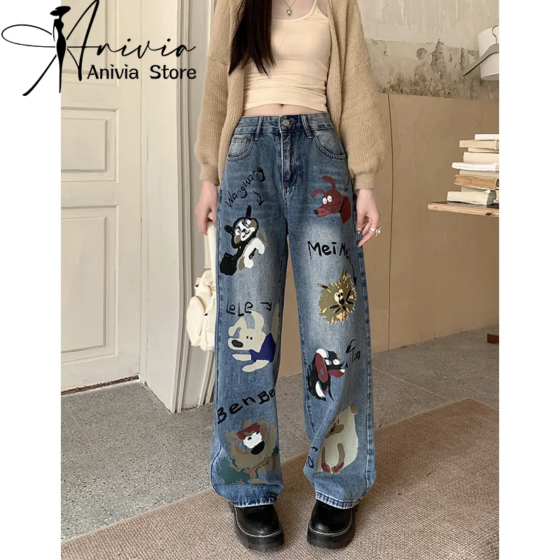 Harajuku Streetwear Retro Fashion Women High Waist Jeans Cute Cartoon Wide Leg Straight Loose Denim Trousers Y2K Baggy Pants New
Harajuku Streetwear Retro Fashion Women High Waist Jeans Cute Cartoon Wide Leg Straight Loose Denim Trousers Y2K Baggy Pants New