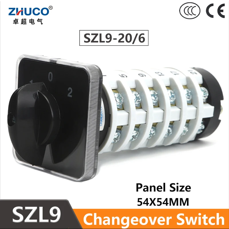 ZHUCO SZL9-20/6 20A 6 Poles 24 Screw Selector Universal Changeover Rotary Cam Switch Weldering Ultrasonic Transfer Switches
ZHUCO SZL9-20/6 20A 6 Poles 24 Screw Selector Universal Changeover Rotary Cam Switch Weldering Ultrasonic Transfer Switches