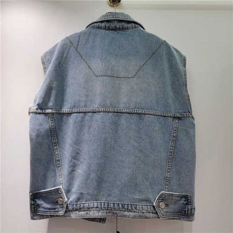 Korean Mesh Flower Blue Denim Vest Fashion New Women Loose Casual Jacket Female Lapel Sleeveless Cowboy Waistcoat Veste Femme
Korean Mesh Flower Blue Denim Vest Fashion New Women Loose Casual Jacket Female Lapel Sleeveless Cowboy Waistcoat Veste Femme