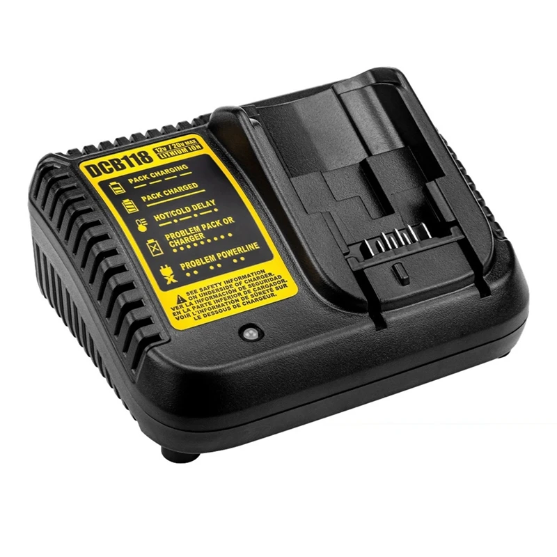 BAAR-DCB118 Зарядное устройство для аккумулятора Dewalt 12 В 14,4 В 18 В 20 В DCB200 DCB201 DCB203 DCB205 DCB206 DCB140 и DCB121 Вилка стандарта США
BAAR-DCB118 Зарядное устройство для аккумулятора Dewalt 12 В 14,4 В 18 В 20 В DCB200 DCB201 DCB203 DCB205 DCB206 DCB140 и DCB121 Вилка стандарта США
