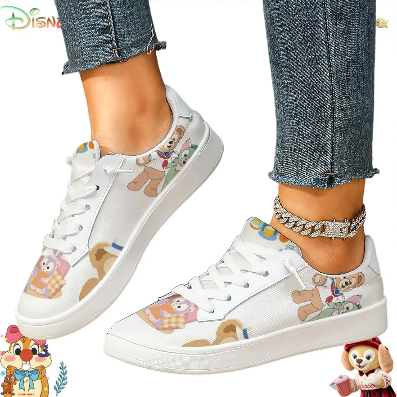 Disney Duffy and Friends Printed White Sneakers Women Casual Low-top Board Shoes for Daily Wear
Disney Duffy and Friends Printed White Sneakers Women Casual Low-top Board Shoes for Daily Wear