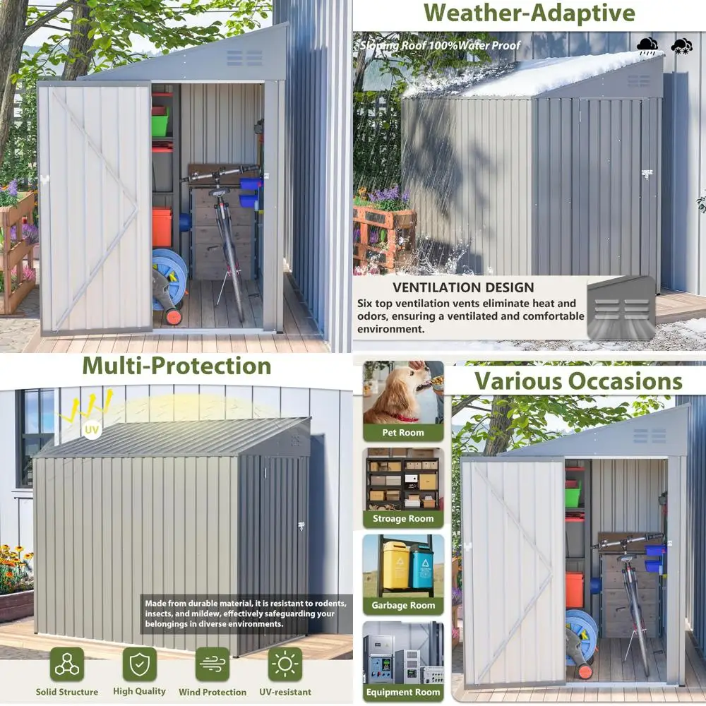 Наружный сарай для хранения: 4x8 футов, металлический садовый сарай, запираемый, с усиленными лучами и водонепроницаемой защитой.
Наружный сарай для хранения: 4x8 футов, металлический садовый сарай, запираемый, с усиленными лучами и водонепроницаемой защитой.