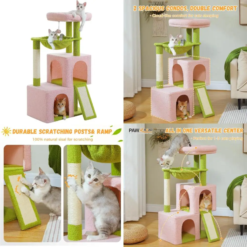 Большая многоуровневая кошачья башня, 41-дюймовая с 2 просторными кондиционерами для больших домашних кошек, дизайн кошачьего дома с розовым цветком
Большая многоуровневая кошачья башня, 41-дюймовая с 2 просторными кондиционерами для больших домашних кошек, дизайн кошачьего дома с розовым цветком
