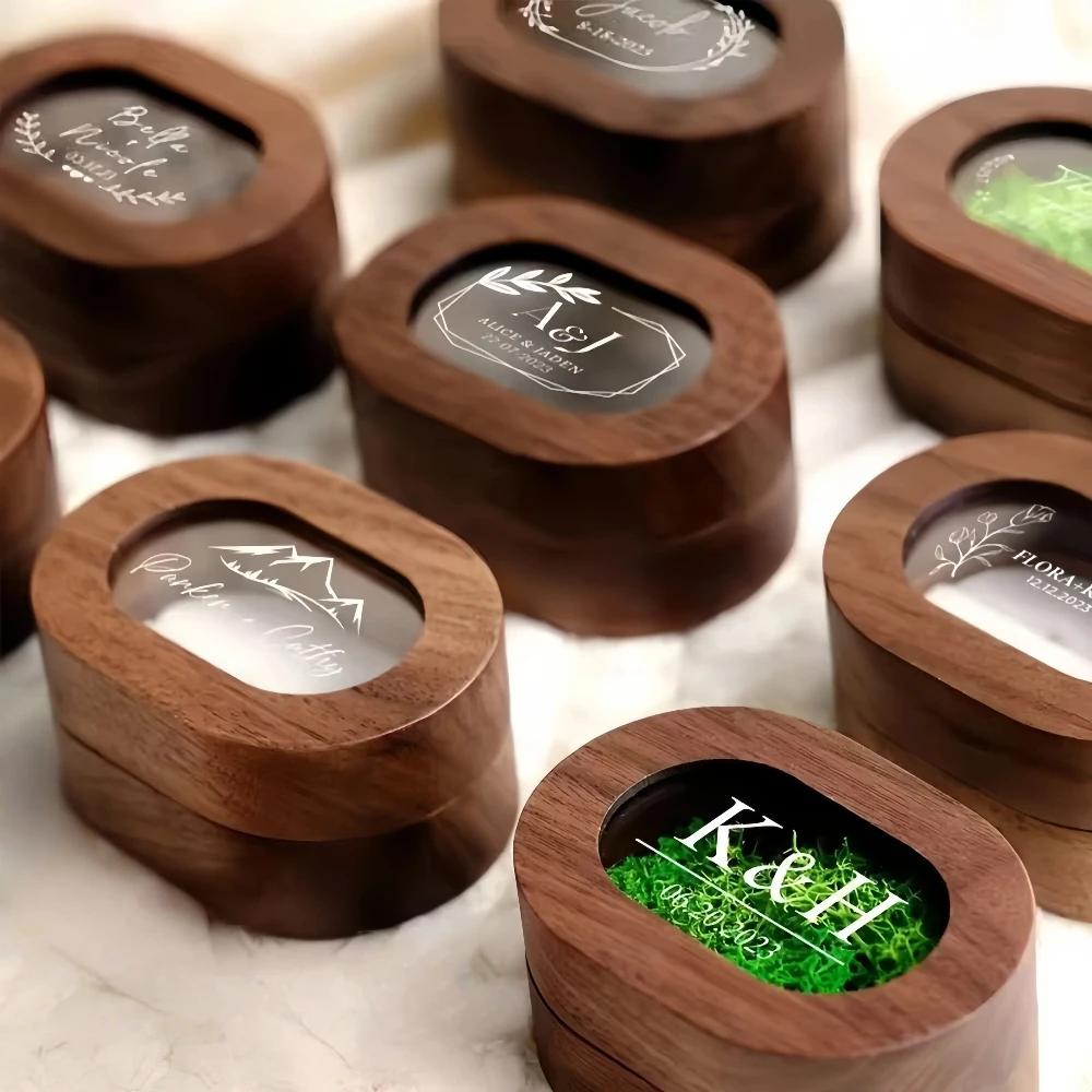 Custom Ring Box Oval Walnut Wood with Window Engrave Name Text Personalized Jewelry Case Proposal Engagement Wedding Ceremony
Custom Ring Box Oval Walnut Wood with Window Engrave Name Text Personalized Jewelry Case Proposal Engagement Wedding Ceremony