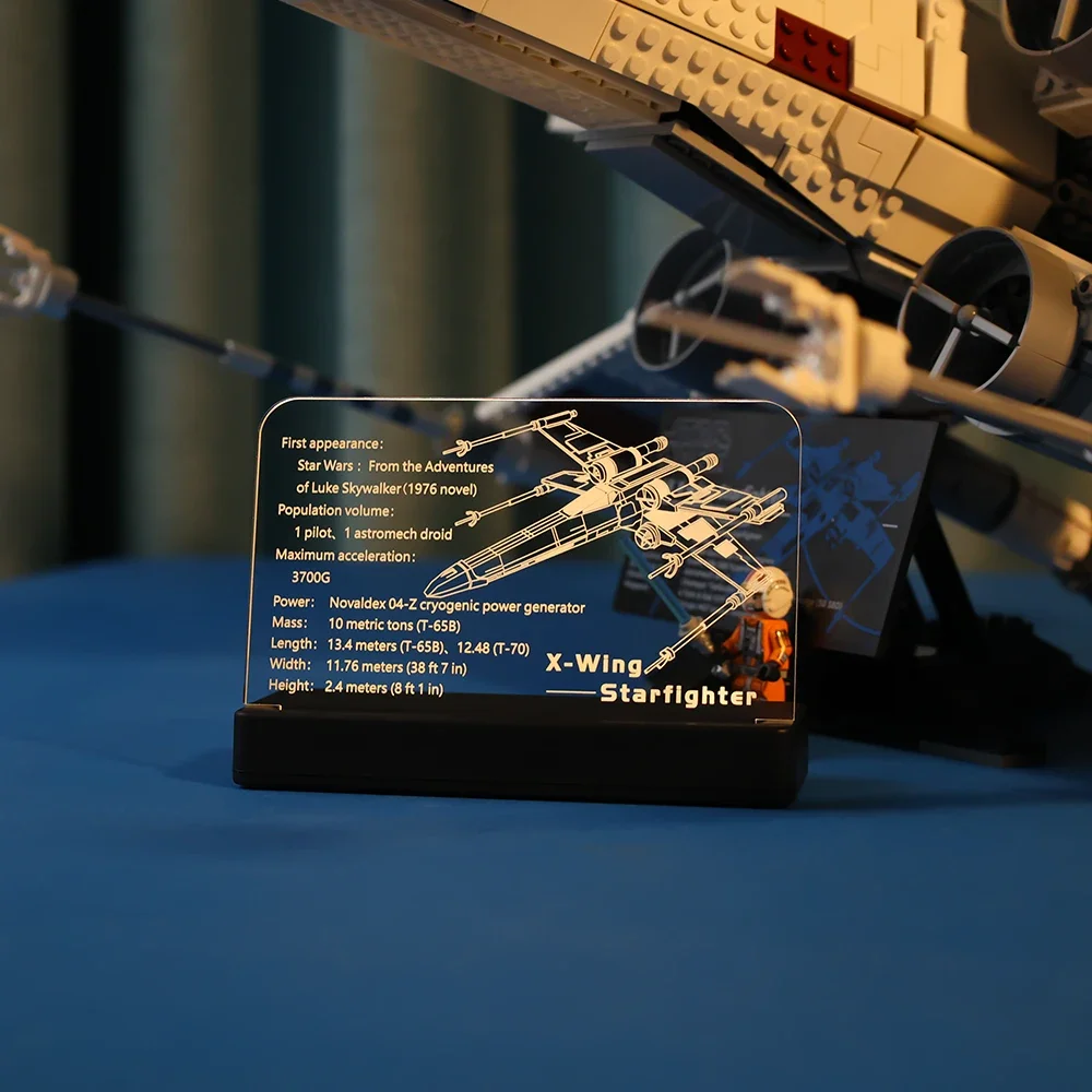 Светодиодный акриловый дисплей X-Wing Starfighter, табличка с именем для 75355, строительные блоки, набор кирпичей, игрушки
Светодиодный акриловый дисплей X-Wing Starfighter, табличка с именем для 75355, строительные блоки, набор кирпичей, игрушки