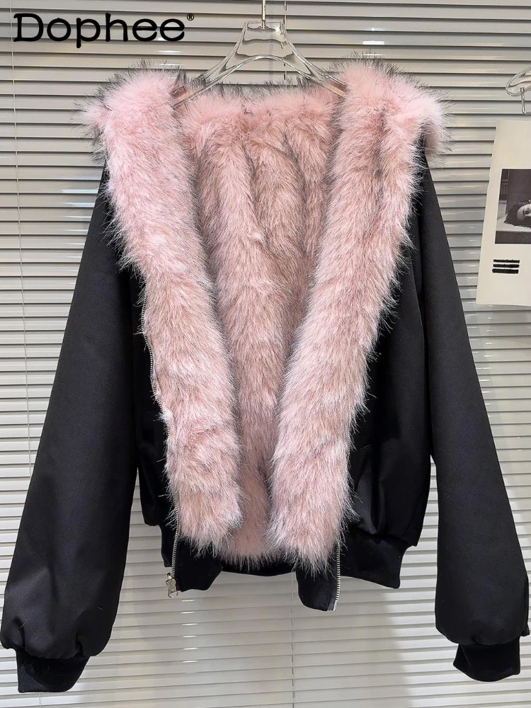 2024 Winter New Sexy Girl Front and Back Two Wear Short Coat Environmentally Friendly Fur Inner Hooded Balck Jacket Women
2024 Winter New Sexy Girl Front and Back Two Wear Short Coat Environmentally Friendly Fur Inner Hooded Balck Jacket Women