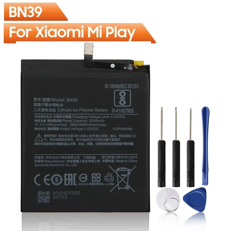 2024 Years Replacement Phone Battery BN39 For Xiaomi Mi Play Rechargeable Battery 3000mAh With Free Tools
2024 Years Replacement Phone Battery BN39 For Xiaomi Mi Play Rechargeable Battery 3000mAh With Free Tools