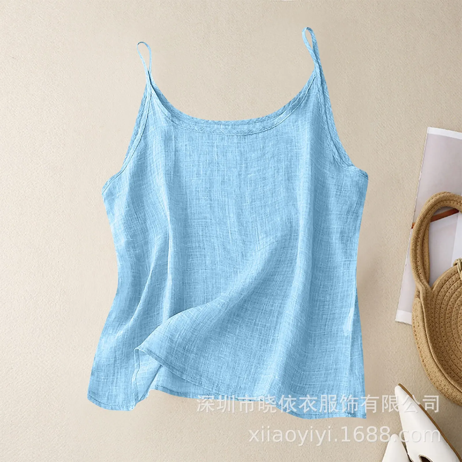 Sleeveless T-shirt for Women's Summer cotton linen Solid Color Top Casual Tank Versatile Basic Vest
Sleeveless T-shirt for Women's Summer cotton linen Solid Color Top Casual Tank Versatile Basic Vest