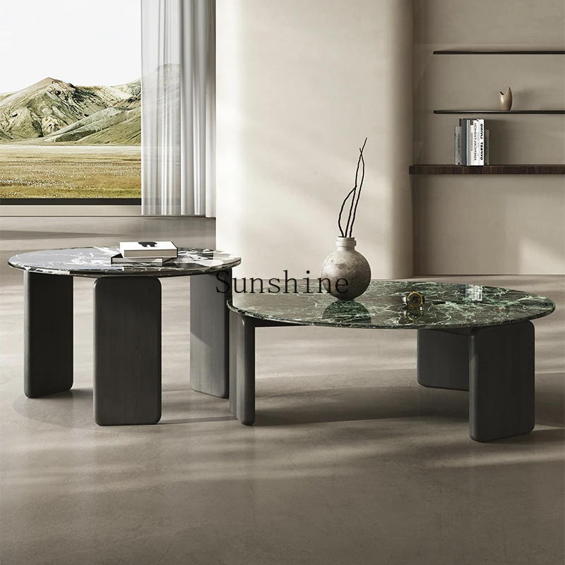 Living room large flat high-end natural luxury stone simple green round coffee table combination
Living room large flat high-end natural luxury stone simple green round coffee table combination
