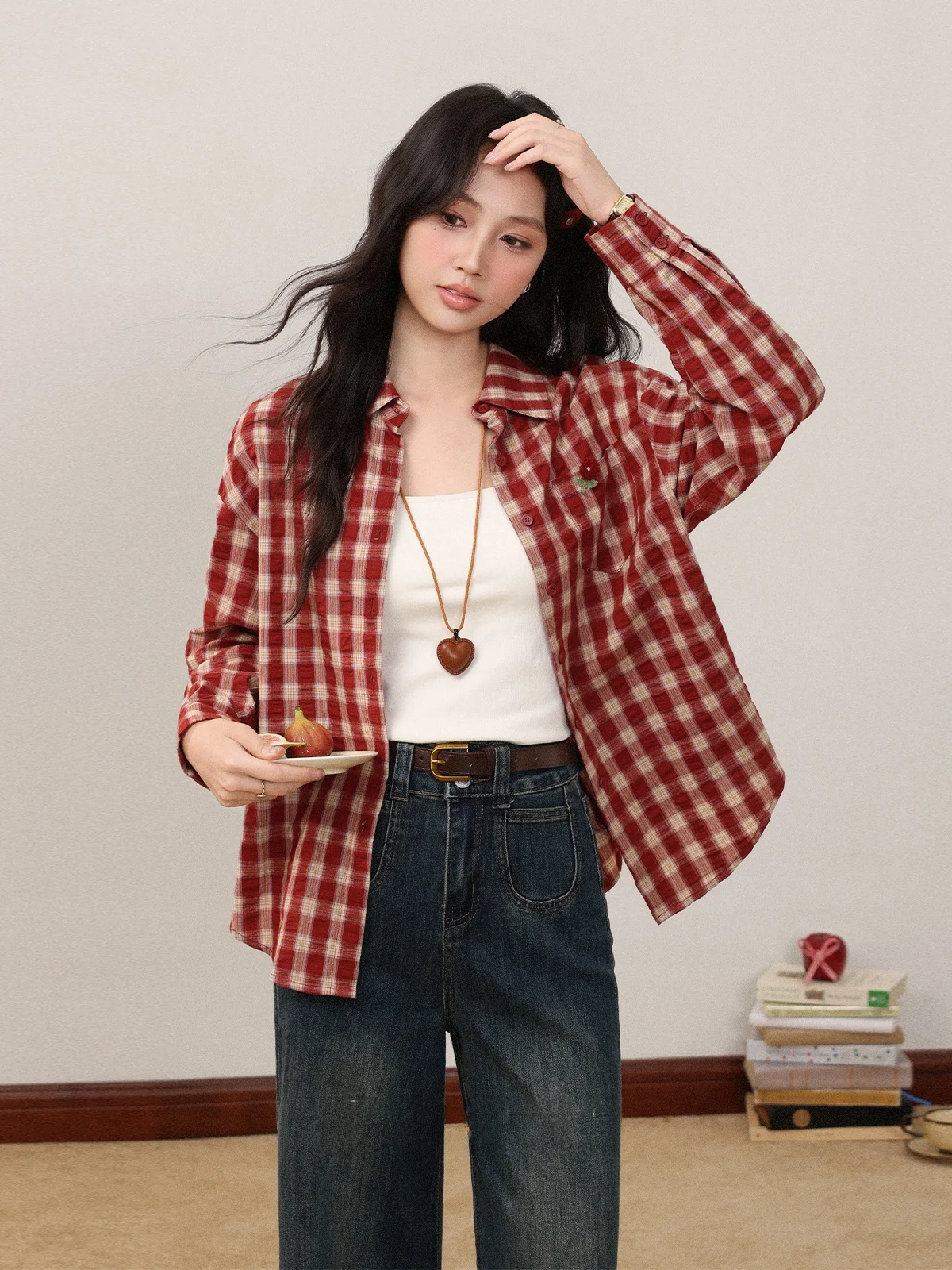 Red Plaid Loose Women's irt Ba Slit Design Autumn Faion Single Wear Beautiful Coat Button Closure Long Sve Commute
Red Plaid Loose Women's irt Ba Slit Design Autumn Faion Single Wear Beautiful Coat Button Closure Long Sve Commute