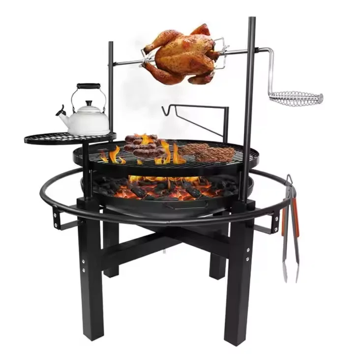 Multifunction 2-Layer Rotary Charcoal Rotisserie Grill Outdoor BBQ Brazier Fire Pits with Nickel Steel Cooking Grid Support
Multifunction 2-Layer Rotary Charcoal Rotisserie Grill Outdoor BBQ Brazier Fire Pits with Nickel Steel Cooking Grid Support