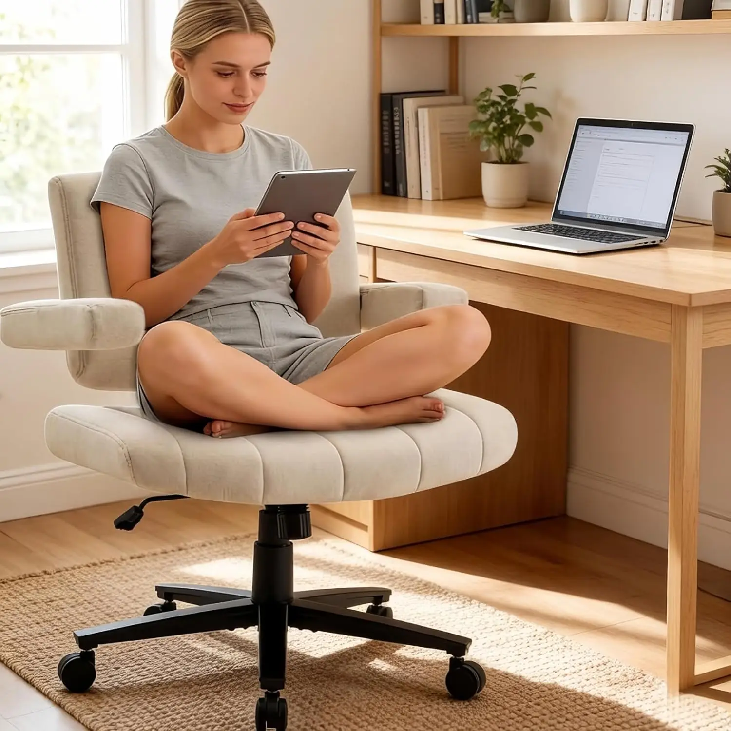 Plush Oversized Office Chair Cross-Legged Adjustable Arms Swivel Home Study Gaming , Custom
Plush Oversized Office Chair Cross-Legged Adjustable Arms Swivel Home Study Gaming , Custom