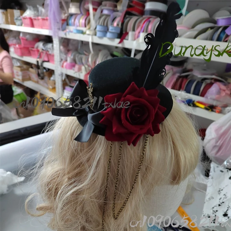 #@$Gothic Lolita Rabbit Bonnet Victorian Steampunk Top Hat Feathers Halloween Elegant Dark Fairy Tale Headpiece Runway Show
#@$Gothic Lolita Rabbit Bonnet Victorian Steampunk Top Hat Feathers Halloween Elegant Dark Fairy Tale Headpiece Runway Show
