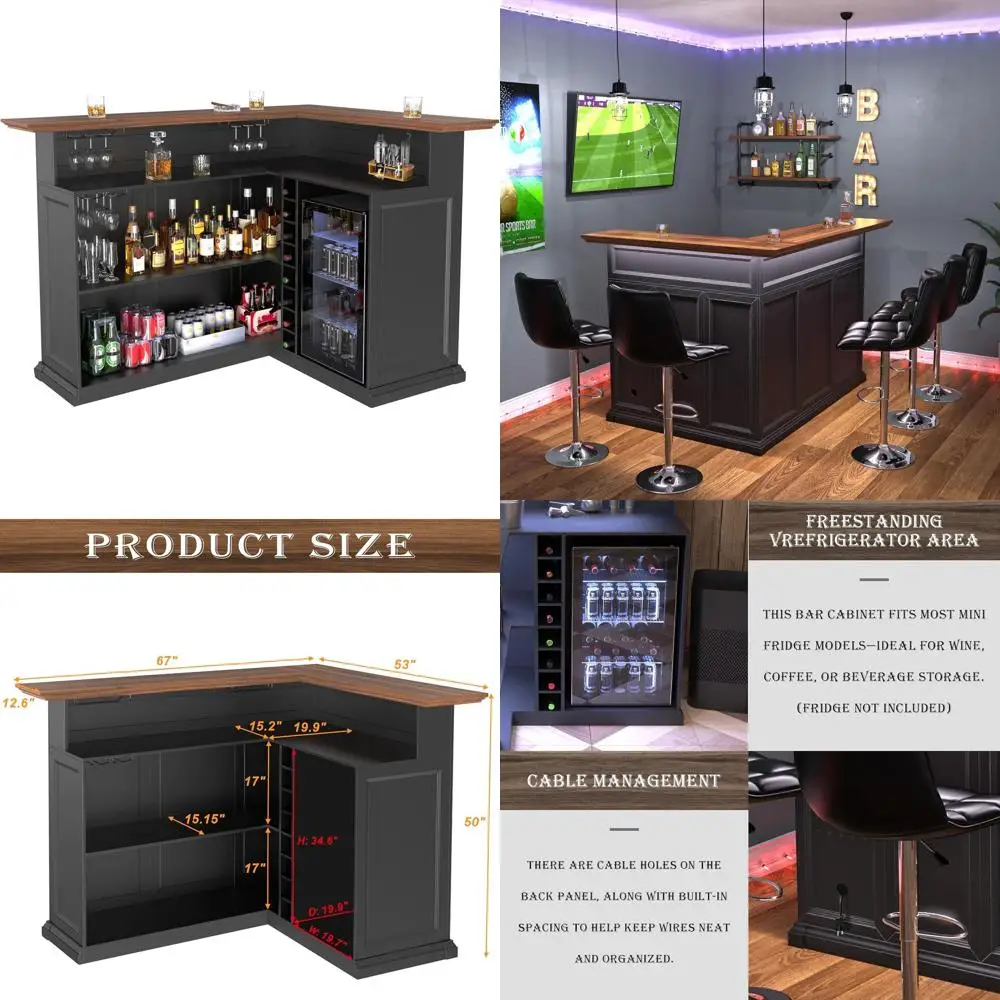 L-Shaped Home Bar Cabinet with Ridged Space, Large Basement Bar Table, 67 x 53 Wine Storage Cabinet
L-Shaped Home Bar Cabinet with Ridged Space, Large Basement Bar Table, 67 x 53 Wine Storage Cabinet