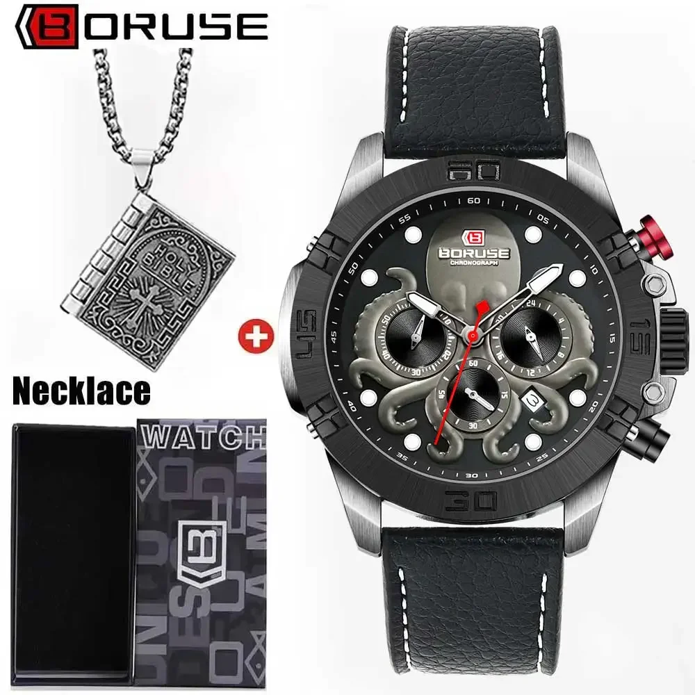 BORUSE Fashion 2pcs/set Mens Watch Male Black Pu Leather Strap Round Date Necklace Quartz Watch Set-A Perfect Gift For Men
BORUSE Fashion 2pcs/set Mens Watch Male Black Pu Leather Strap Round Date Necklace Quartz Watch Set-A Perfect Gift For Men