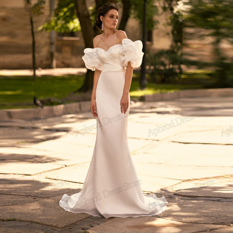 Simple Wedding Dresses Satin Mermaid Sweetheart Off The Shoulder Bridal Gowns Puff Sleeves Vintage Vestidos De Novia Customized
Simple Wedding Dresses Satin Mermaid Sweetheart Off The Shoulder Bridal Gowns Puff Sleeves Vintage Vestidos De Novia Customized