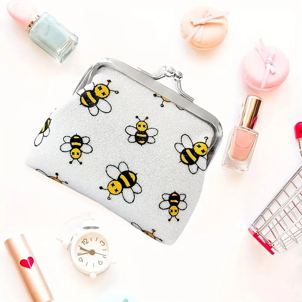 White Bees Print Zero Wallet - Sparkling Wallet with Kiss Lock, Coin Wallet, Mini Snap Keychain Money Bag/Wallet, Perfect Gift f
White Bees Print Zero Wallet - Sparkling Wallet with Kiss Lock, Coin Wallet, Mini Snap Keychain Money Bag/Wallet, Perfect Gift f